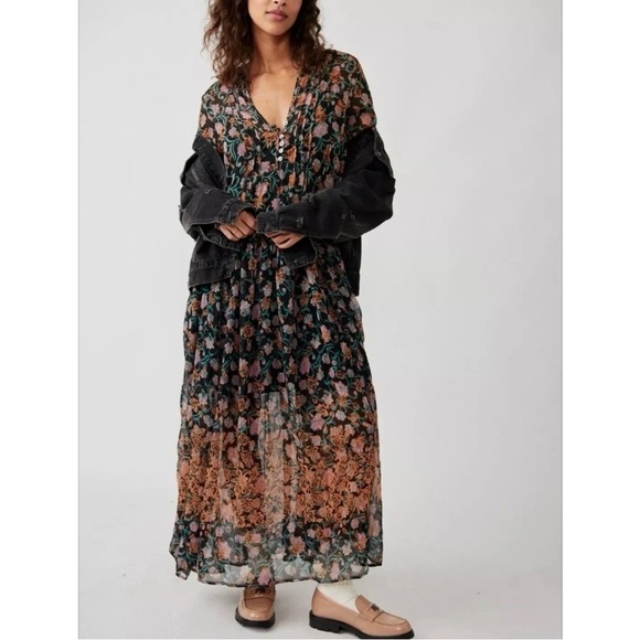 Free People Dresses & Skirts - Free People See It Through Dress in Black Combo Floral | XL | EUC